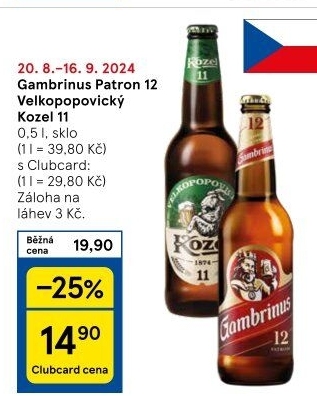 Pivo světlý ležák 12° Patron Gambrinus