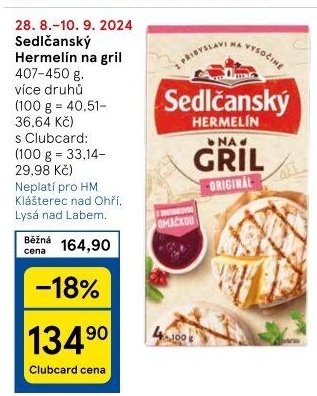 Sýr Hermelín na gril Sedlčanský