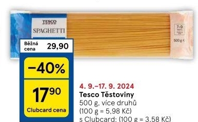 Těstoviny Tesco