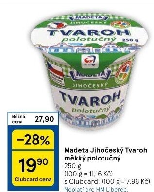 Tvaroh polotučný Jihočeský Madeta