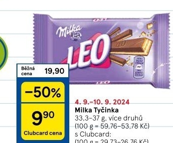 Tyčinka čokoládová Milka