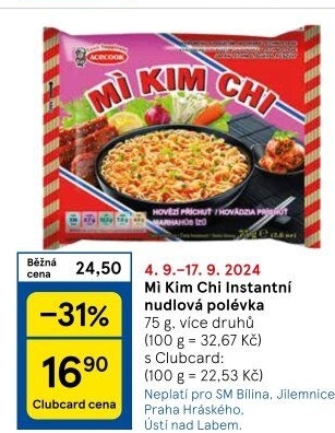 Instantní polévky Mi Kim Chi Vina Acecook