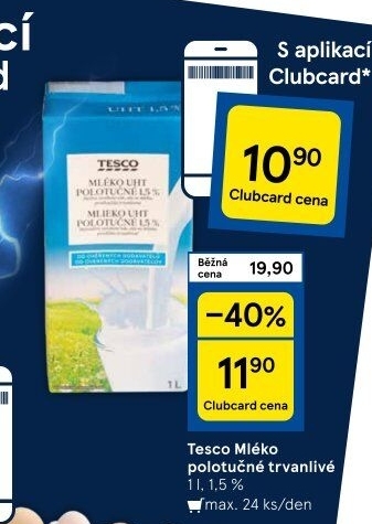Mléko trvanlivé Tesco - 1,5% polotučné