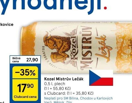 Pivo Mistrův světlý ležák Velkopopovický Kozel