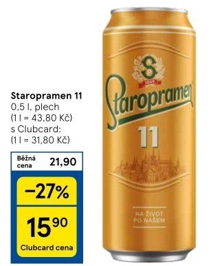Pivo světlý ležák 11° Staropramen