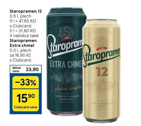 Pivo světlý ležák 12° Staropramen