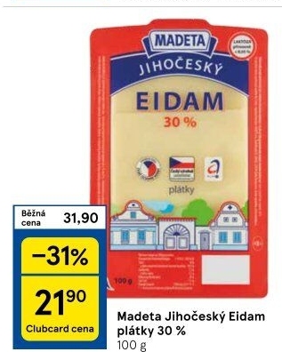 Sýr Eidam Jihočeský 30% Madeta
