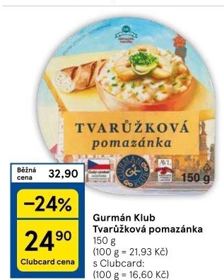 Tvarůžková pomazánka Gurmán klub
