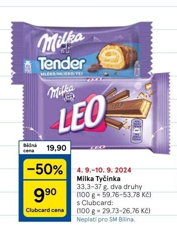 Tyčinka čokoládová Milka