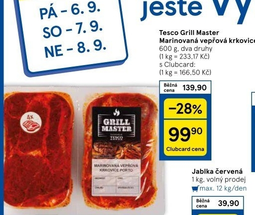Vepřová krkovice marinovaná Grill Master Tesco