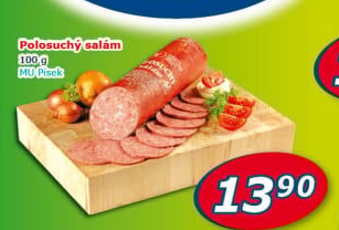 Polosuchý salám Maso uzeniny Písek