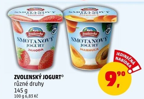 Jogurt smetanový ochucený Zvolenský