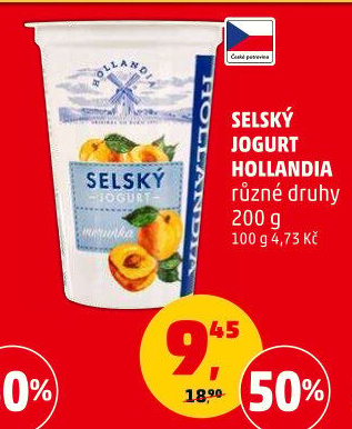 Ochucený jogurt selský Hollandia
