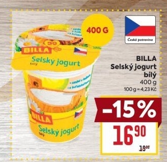 Bílý jogurt selský Billa