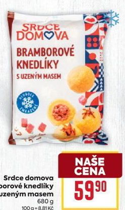 Knedlíky bramborové s uzeným masem mražené Srdce Domova