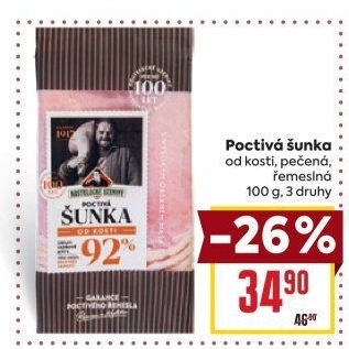 Šunka od kosti poctivá nejvyšší jakosti Kostelecké uzeniny