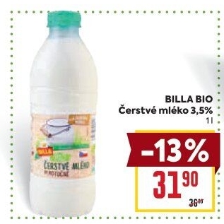Mléko čerstvé Bio Billa - 3,5% plnotučné