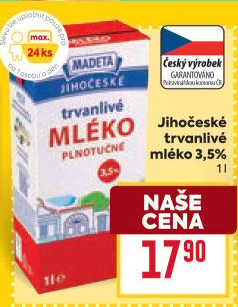 Mléko trvanlivé Jihočeské Madeta - 3,5% plnotučné