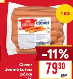 Párky kuřecí jemné Clever