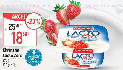 Dezert tvarohový bez laktózy Lacto Zero Ehrmann