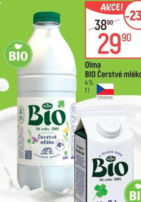 Mléko čerstvé Bio Olma - 3,5% plnotučné