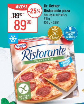 Pizza mražená bez lepku a laktózy Ristorante Dr. Oetker
