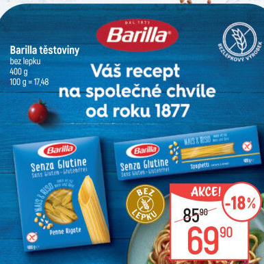 Těstoviny bez lepku Barilla