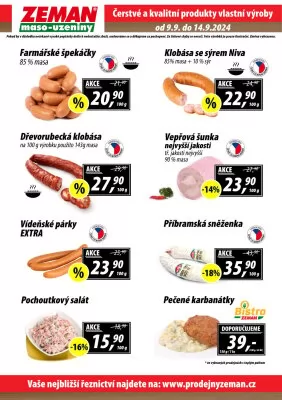 akční leták ZEMAN maso - uzeniny 9.9.2024-14.9.2024