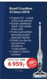 Tyčový vysavač Bissell C3 Select 3551N CrossWave