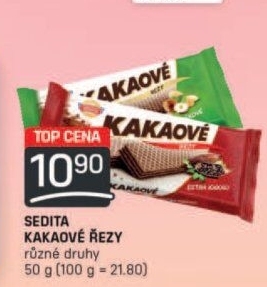 Oplatky kakaové řezy Sedita