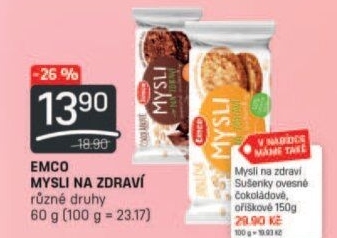 Ovesné sušenky Mysli na zdraví Emco