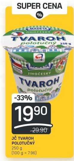 Tvaroh polotučný Jihočeský Madeta