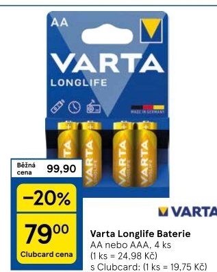 Baterie alkalické Longlife Varta