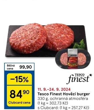 Hovězí hamburger Tesco Finest