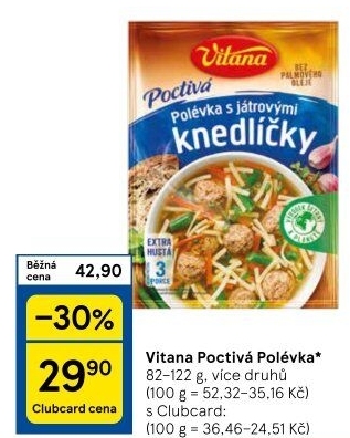 Instantní polévky Poctivá polévka Vitana
