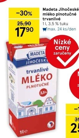 Mléko trvanlivé Jihočeské Madeta - 3,5% plnotučné