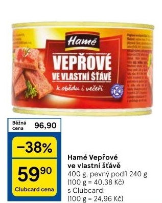 Vepřové maso ve vlastní šťávě Hamé