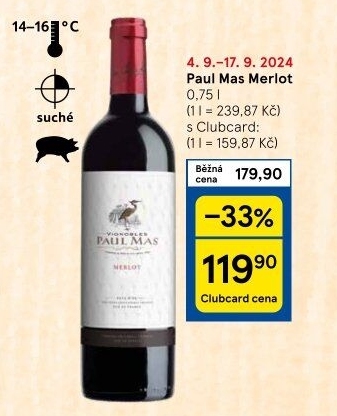 Víno Merlot Paul Mas