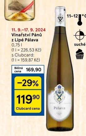 Víno Pálava Vinařství Pánů z Lipé