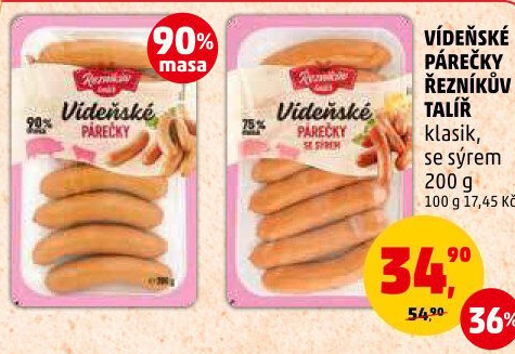 Vídeňské párečky Řezníkův talíř