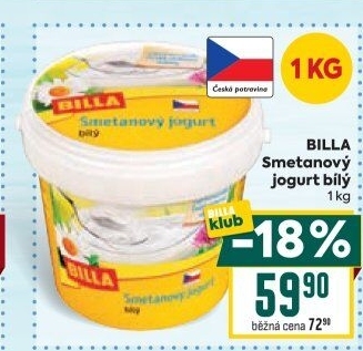 Bílý jogurt smetanový Billa