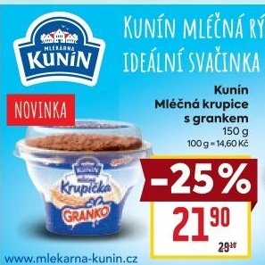 Mléčná krupička Mlékárna Kunín