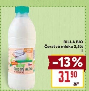 Mléko čerstvé Bio Billa - 3,5% plnotučné