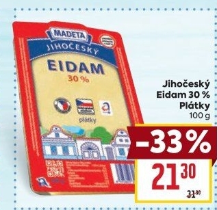 Sýr Eidam Jihočeský 30% Madeta