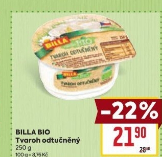 Tvaroh odtučněný Bio Billa