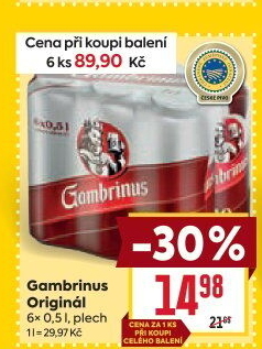 Pivo světlé výčepní Originál 10° Gambrinus