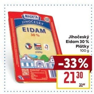 Sýr Eidam Jihočeský 30% Madeta