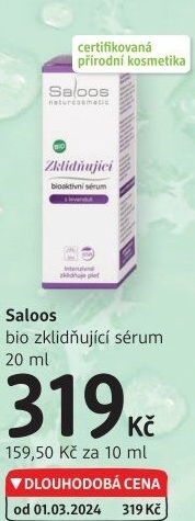 Pleťové bioaktivní sérum bio Saloos