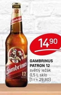 Pivo světlý ležák 12° Patron Gambrinus