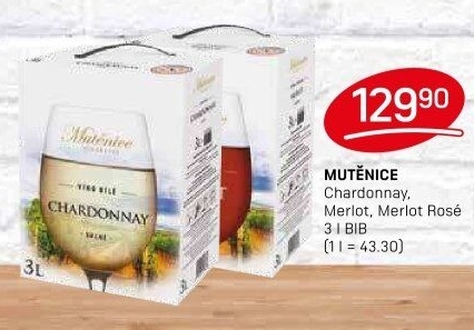 Víno Chardonnay Vinařství Mutěnice - bag in box